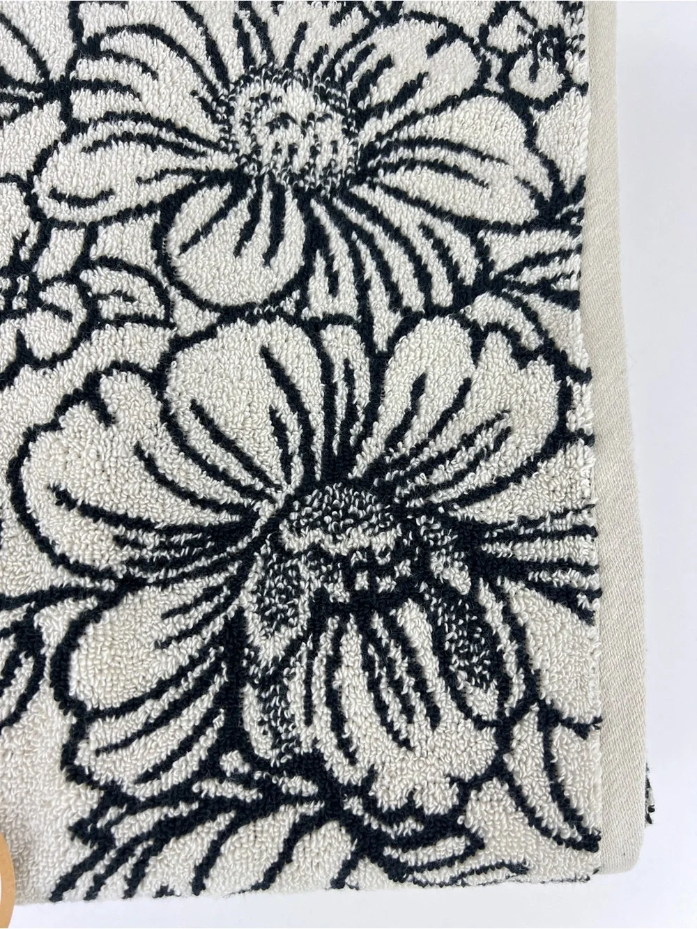 Common Thread Bath Towel Set Luxury Cream Black Floral Soft Cotton 6 Pc NEW